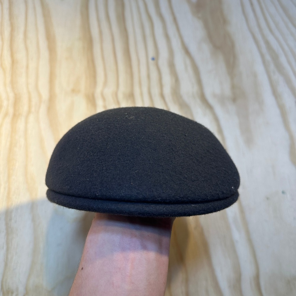 Vintage Style Black Wool Felt Flat Cap Newsboy Ivy Scally Hat Unisex Size M